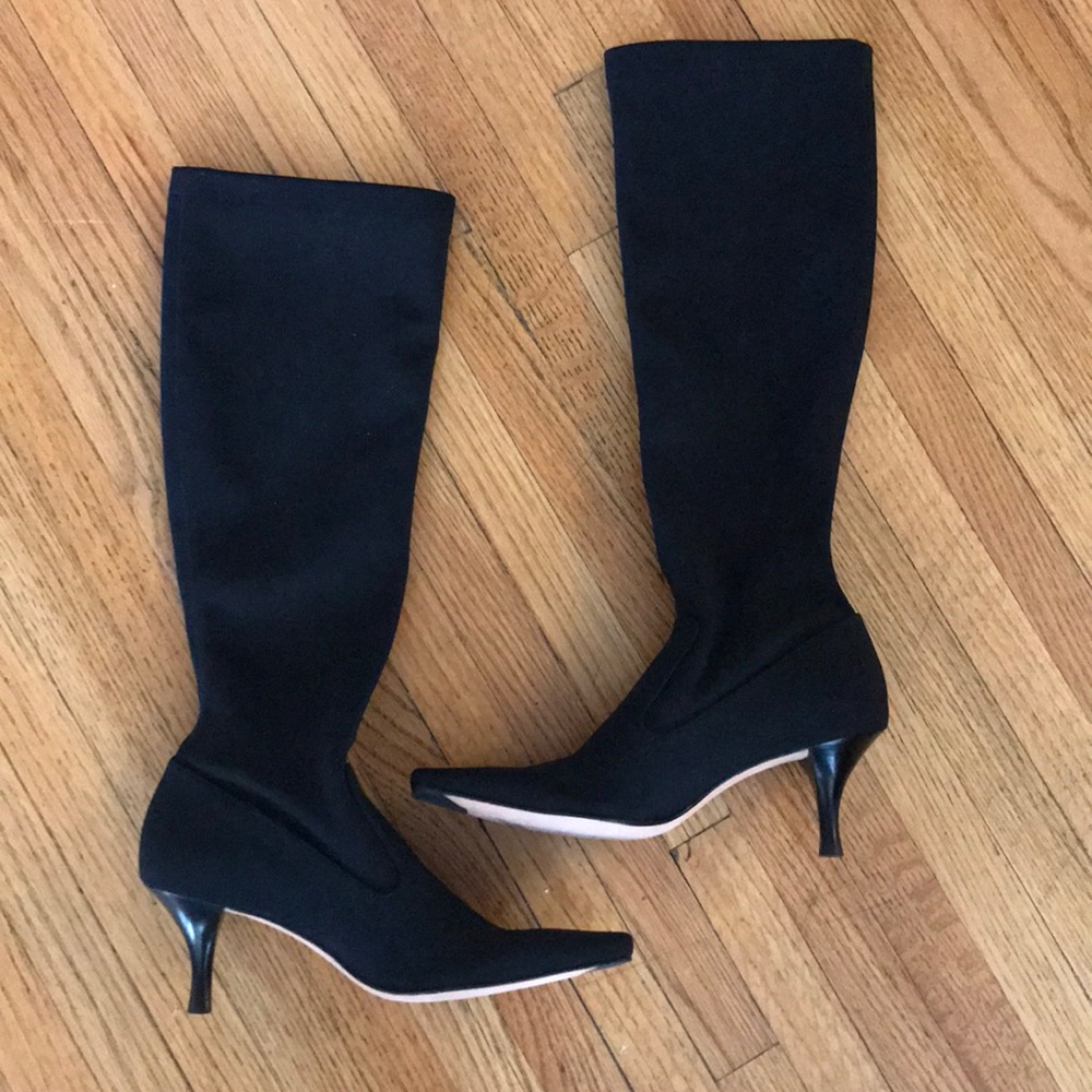 Cole Haan stretchy fabric heeled Trisha boots